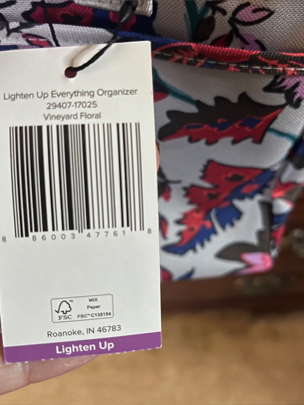 NWT Vera Bradley Lighten Up Everything Organizer Tote Vineyard Floral - Picture 8 of 8